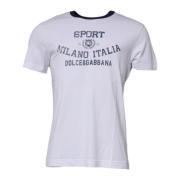 Wit Grafisch Print Katoenen T-shirt Dolce & Gabbana , White , Heren