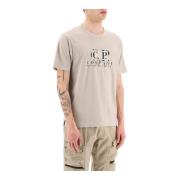 T-Shirt met Versleten Logo Patch C.p. Company , Beige , Heren