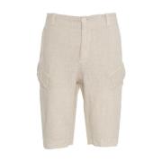 Stijlvolle Beige Cargo Shorts Linnen Transit , Beige , Heren