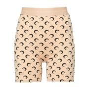 Halve Maan Print Hoge Taille Shorts Marine Serre , Beige , Dames