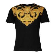 Medusa Print Katoen Crew Neck T-shirt Versace , Black , Heren