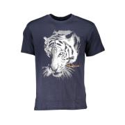 Blauw Katoenen Bedrukt T-Shirt Cavalli Class , Blue , Heren