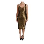 Gouden Gerimpelde Stretch Jurk Dolce & Gabbana , Yellow , Dames