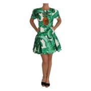 Elegante groene bananenblad A-lijn jurk Dolce & Gabbana , Green , Dame...