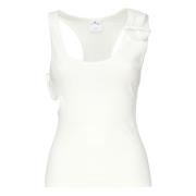 Witte Rib Tank Top Knoop Schouder Courrèges , White , Dames