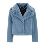 Faux Fur Cropped Coat Kaos , Blue , Dames