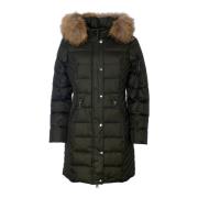 Luxe donsjack met wasbeer bont Danwear , Green , Dames