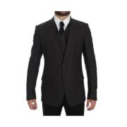 Elegante grijze linnen blazer en vest Dolce & Gabbana , Gray , Heren