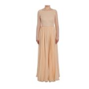 Elegante Beige Zijden Etuijurk Dolce & Gabbana , Beige , Dames