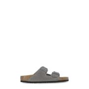 Grijze Leren Sandaal Voorbanden Bevestiging Birkenstock , Gray , Heren