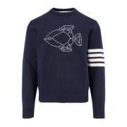 Vis Icoon Jacquard Sweater Thom Browne , Blue , Heren