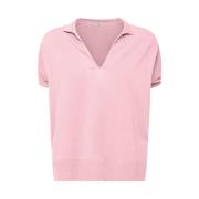 Katoenen Polo Shirt Korte Mouw Elegant Aspesi , Pink , Dames