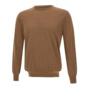 Bruine Wol Crew Neck Sweater Kangra , Brown , Heren