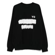 Grafische Crew Sweatshirt Y-3 , Black , Heren