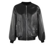 Stijlvol Leren Jack Magda Butrym , Black , Dames