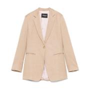 Beige Jas met Logo Jacquard Voering Dondup , Beige , Dames