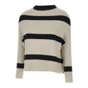 Angora Sweater Zwart Ribgebreid Kaos , Beige , Dames