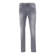 Zwarte Katoenen Jeans met Stone Washed Effect Dondup , Black , Heren