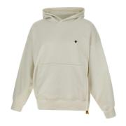 Witte Katoenen Hoodie met Bloemlogo A Paper Kid , White , Heren