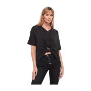 Basis V-Hals T-Shirt Zwart Liu Jo , Black , Dames