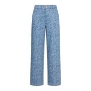 Denim Rose Wide Leg Jeans Part Two , Blue , Dames