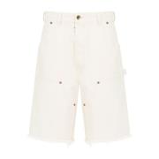 Witte Denim Shorts met Ruwe Zoom Maison Margiela , White , Heren