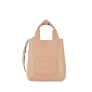 Gestructureerde Leren Mini Shopper Hogan , Beige , Dames