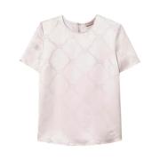 Lyocell T Jacquard Blouse Twinset , White , Dames