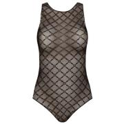 Mouwloze bodytop in jacquard tule Elisabetta Franchi , Black , Dames