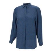 Polka Dot Viscose Shirt Kaos , Blue , Dames