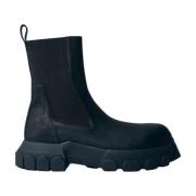 Leren Tractorlaarzen met Track Zool Rick Owens , Black , Heren