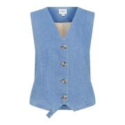 Blauwe Vest met V-Hals en Knopen Saint Tropez , Blue , Dames