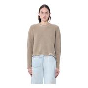 Gedistressed Gebreide Trui MM6 Maison Margiela , Beige , Dames