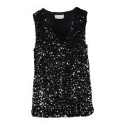 Top in polyesterstof Souvenir , Black , Dames