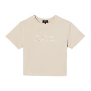 Beige Organisch Katoen Logo T-shirt A.p.c. , Beige , Dames