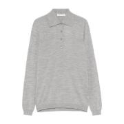 Merino Polo Sweater Goes Botanical , Gray , Dames