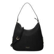 Zwarte gehaakte hobo-tas met T-gesp Twinset , Black , Dames