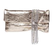 Vintage Leren Clutch met Kristallen Jimmy Choo , Yellow , Dames