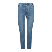 Hoge taille lichtblauwe rechte jeans Moschino , Blue , Dames