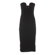 Elegante Jersey Midi Jurk met Draperie Pinko , Black , Dames