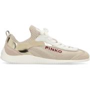 Suede Low-top Sneakers Pinko , Beige , Dames