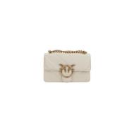 Witte Leren Tas met Goudkleurige Hardware Pinko , Beige , Dames