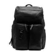 Zwarte leren en stoffen laptoptas Piquadro , Black , Unisex