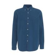 Blauwe Textuur Denim Overhemd Polo Ralph Lauren , Blue , Heren