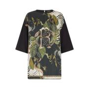 Jungle Print Mirror Snake Monogram T-Shirt Roberto Cavalli , Multicolo...