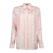 Zijden overhemd met kettingprint Versace , Pink , Dames