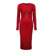 Rode Cocktailjurk Gedrapeerd Bodycon Lente-Zomer 2025 Versace , Red , ...