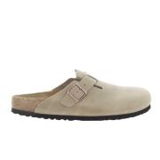 Beige Suède Slippers met Verstelbare Riempje Birkenstock , Beige , Her...