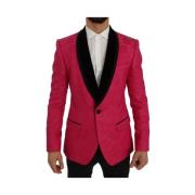 Roze Bloemen Slim Fit Blazer Dolce & Gabbana , Pink , Heren