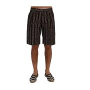 Gestreepte Hennep Casual Shorts Dolce & Gabbana , Brown , Heren